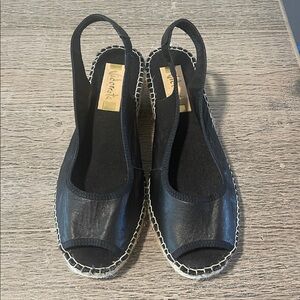 VIDORRETA SLING‎ BACK BLACK LEATHER SANDALS size EU 39